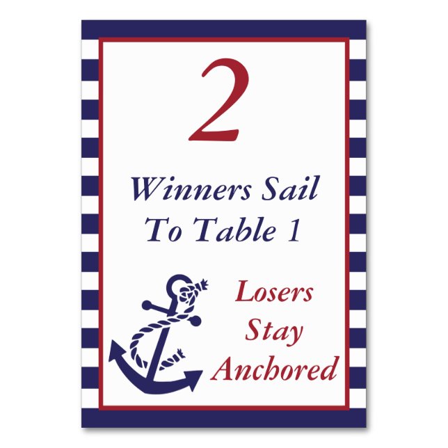 Bunco Nautical Anchor Theme #2 Bordsnummer (Framsidan)
