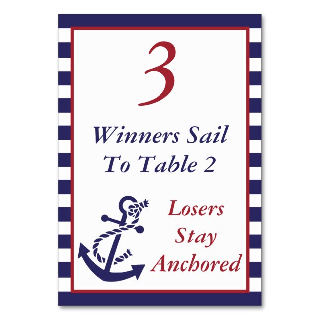 Bunco Nautical Anchor Theme #3 Bordsnummer (Framsidan)