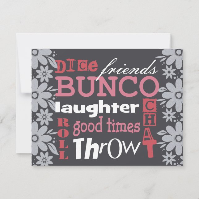 Bunco Night Söt Flowers Inbjudan (Framsida)