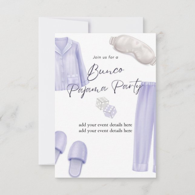 bunco pajama party inbjudningar (Framsida)