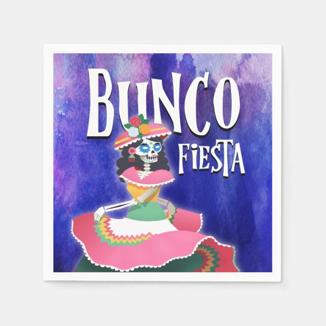 Bunco Party Fiesta Day of the dead Skeleton Pappersservett (Framsidan)