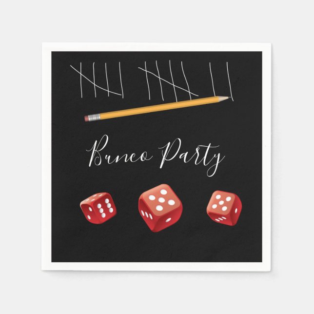 Bunco Party Red Dice Modern Pappersservett (Framsidan)