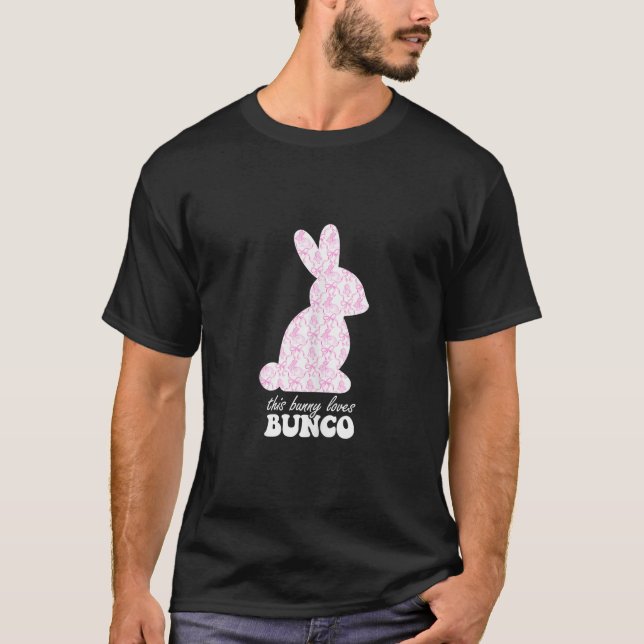 Bunco Påskhare Toile Bows Coquette Aesthetic C T Shirt (Framsida)