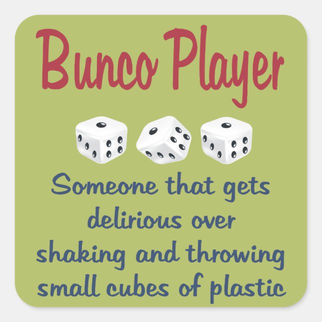 Bunco Player -Definition Fyrkantigt Klistermärke (Framsida)