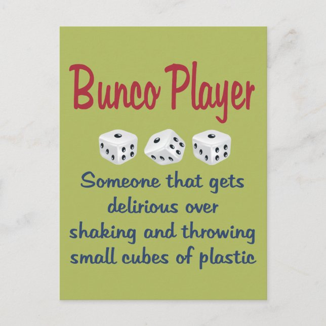 Bunco Player -Definition Vykort (Framsida)