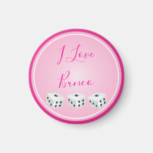 Bunco Player Dice Rosa Kärlek Magnet