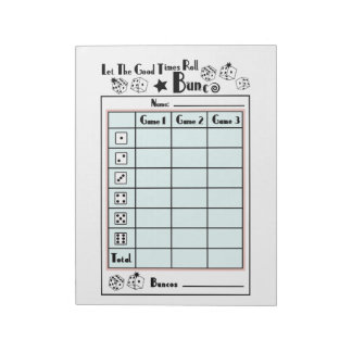 Bunco-poängkort Anteckningsblock