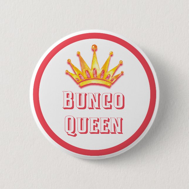 Bunco Queen Guld Krona Knapp (Framsida)