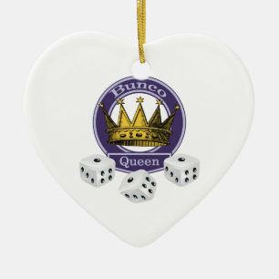 Bunco Queen Krona och Dice Julgransprydnad Keramik