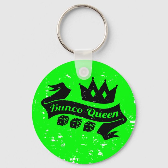 Bunco Queen Krona och Dice Ribbon - Grunge Struktu Nyckelring (Framsida)