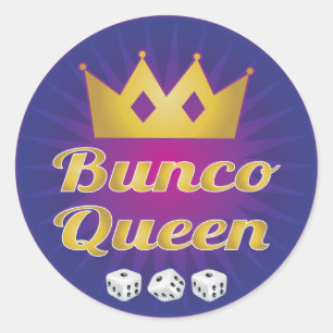 Bunco Queen Krona och Dice Runt Klistermärke