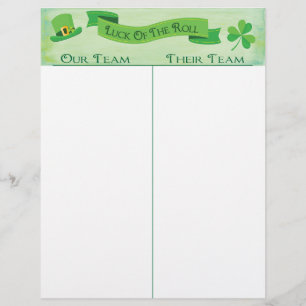Bunco-resultatpoängblad Lucky Irish Saint Patrick