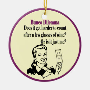 Bunco - roliga Dilema Julgransprydnad Keramik