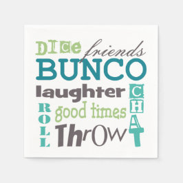 Bunco Roligt TYpography Ord Pappersservett