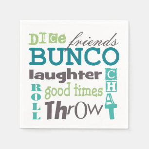 Bunco Roligt TYpography Ord Pappersservett