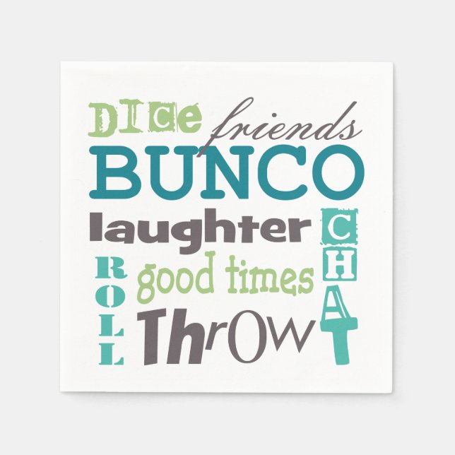 Bunco Roligt TYpography Ord Pappersservett (Framsidan)