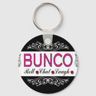 Bunco, Roll, Chatta, Laugh In Rosa, Black and Whit Nyckelring
