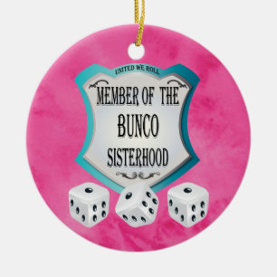 Bunco - rosor förenade oss rullar tärningen julgransprydnad keramik
