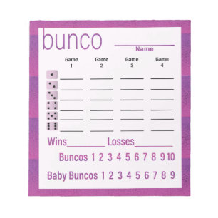 Bunco Score Lakan Lila Rosa Modern Anteckningsblock