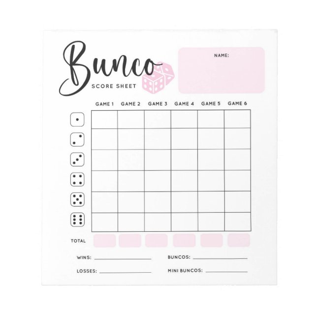 Bunco Score Lakan Pad Anteckningsblock (Framsida)