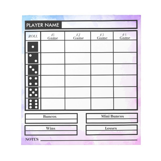bunco score pad anteckningsblock (Framsida)