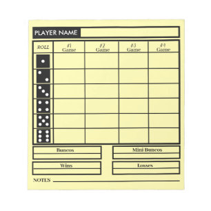 bunco score pad anteckningsblock