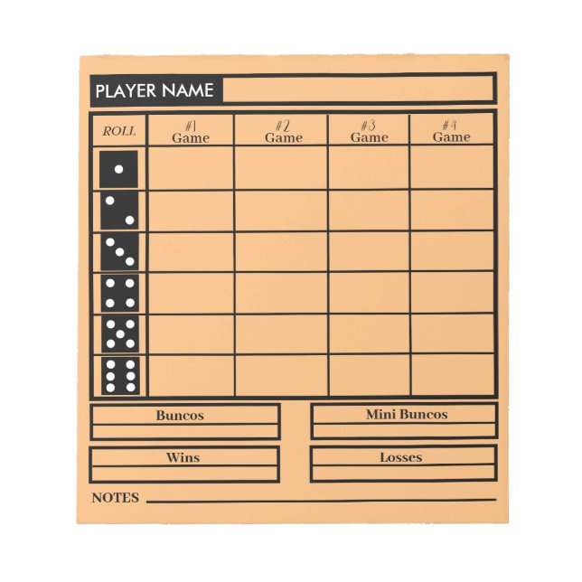 bunco score pad anteckningsblock (Framsida)
