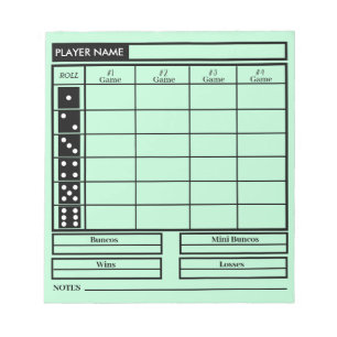 bunco score pad anteckningsblock