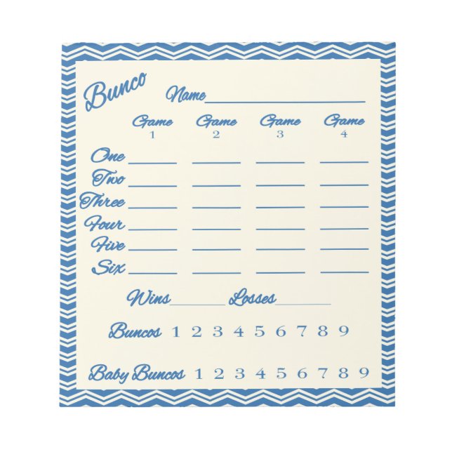 Bunco score pad - Chevron mönster Anteckningsblock (Framsida)