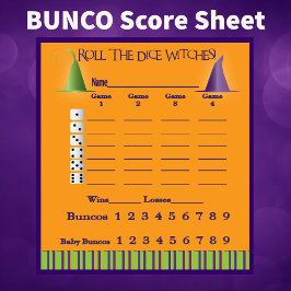 Bunco Score Pad oktober Theme Witch Halloween Anteckningsblock