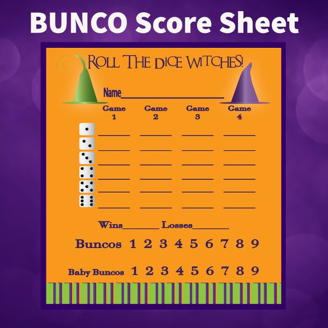 Bunco Score Pad oktober Theme Witch Halloween Anteckningsblock (Skapare uppladdad)