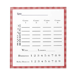 Bunco score pad - red gingham westernare land anteckningsblock