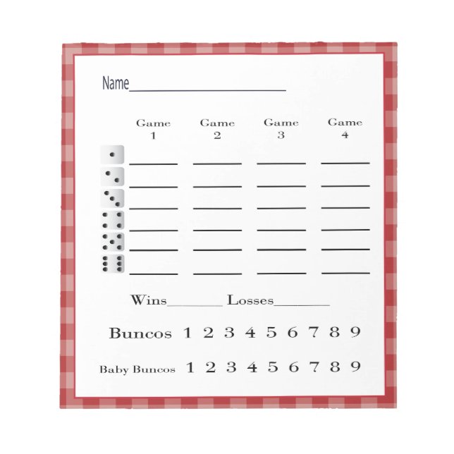 Bunco score pad - red gingham westernare land anteckningsblock (Framsida)