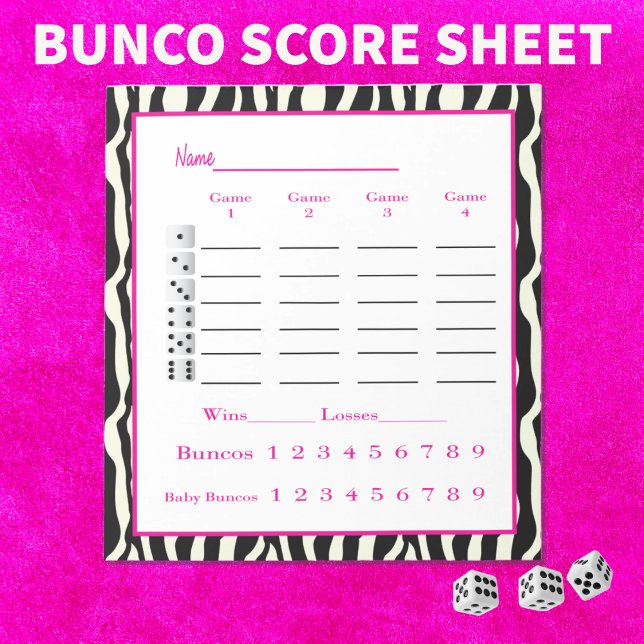 bunco score pad - zebra design anteckningsblock (Skapare uppladdad)