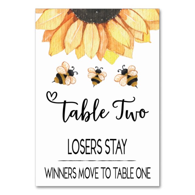 Bunco Solros Bee Bord-kort nr 2 Bordsnummer (Framsidan)