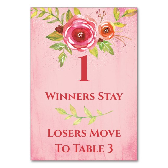 Bunco Söt Flowers Bord Card #1 Bordsnummer (Framsidan)