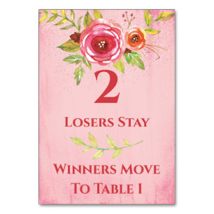 Bunco Söt Flowers Bord Card nr 2 Bordsnummer