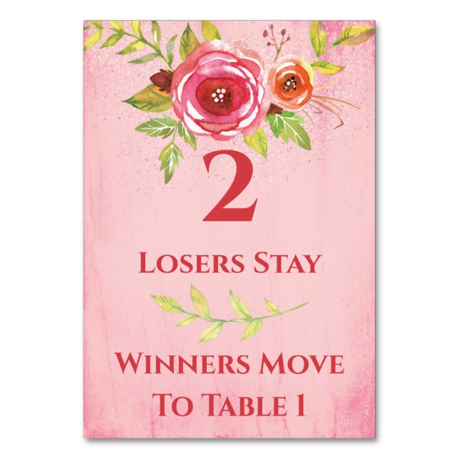 Bunco Söt Flowers Bord Card nr 2 Bordsnummer (Framsidan)