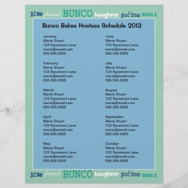 Bunco Subway-värdakalender Reklamblad (Framsidan)