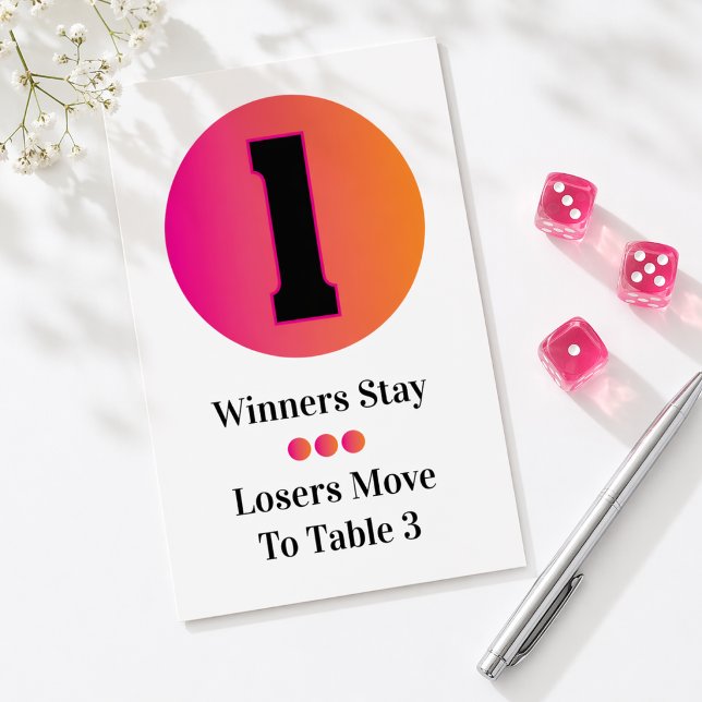 Bunco Table Cards Set - Circle 1 Bordsnummer (Bunco Bunko Game - Table Card For Bunco Players. Easy to read and follow. )