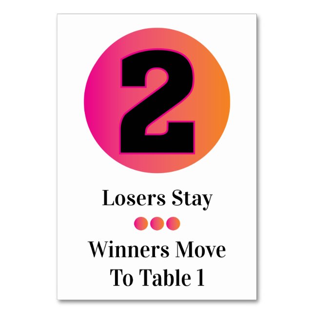 Bunco Table Cards Set - Circle 2 Bordsnummer (Framsidan)