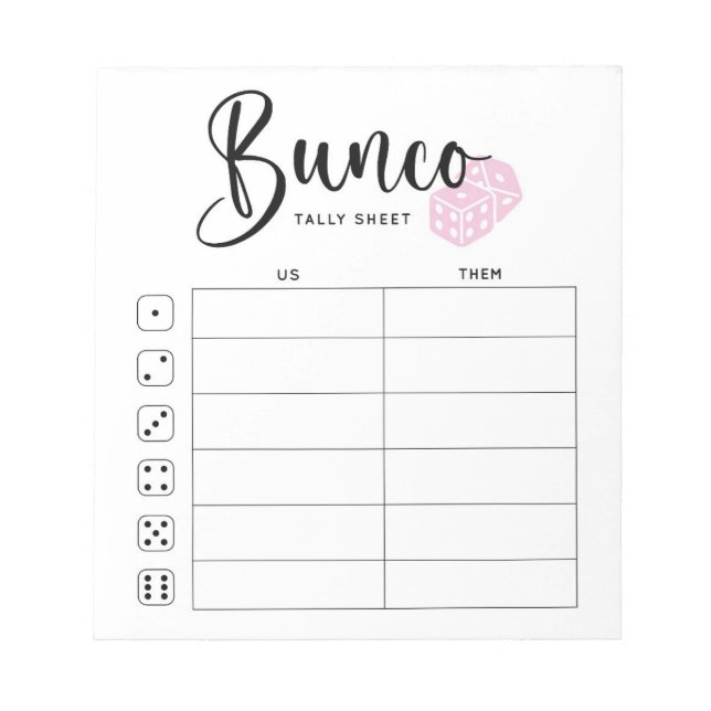 Bunco Tally Lakan Pad Anteckningsblock (Framsida)