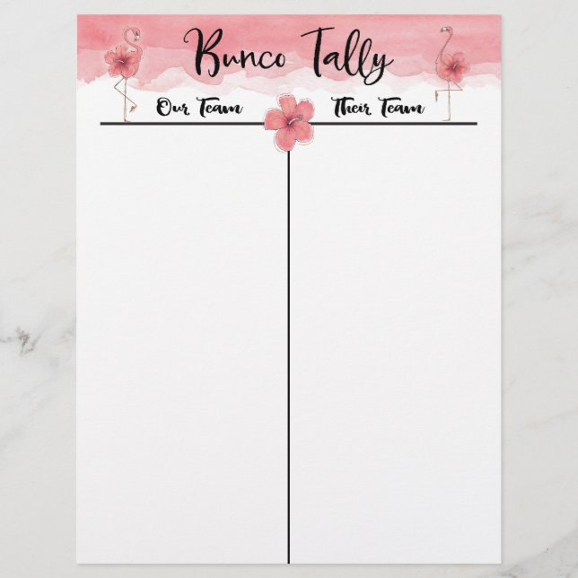 Bunco Tally Score Lakan Tropical Rosa Flamingo Rol (Framsida)