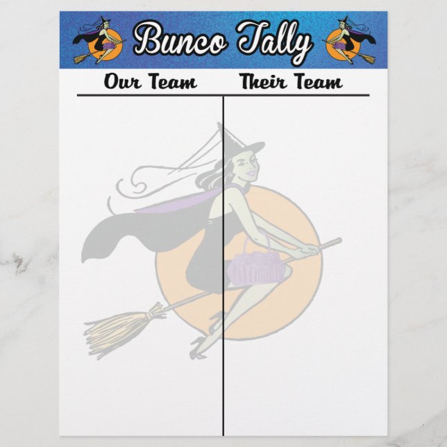 Bunco Tally Score Lakan Witch oktober Tema (Framsida)