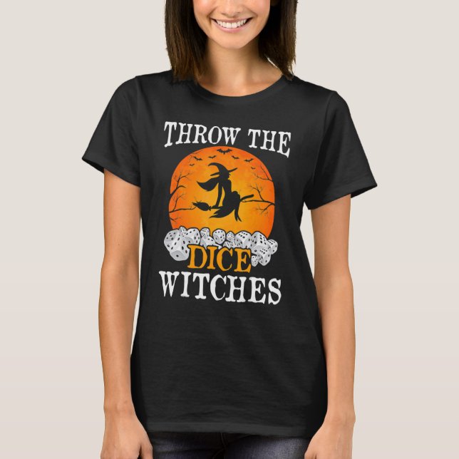 Bunco Throw Dice Witches Bunco Game Halloween T Shirt (Framsida)