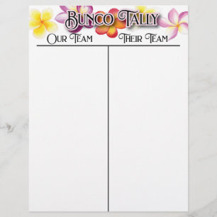 Bunco Tropical Aloha Flowers Tally Score Lakan