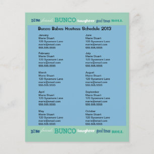 Bunco Tunnelbanan Hosting Calendar Flygblad
