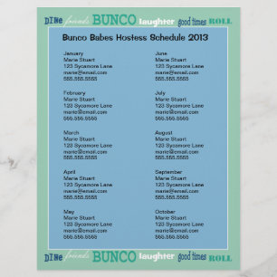 Bunco Tunnelbanan Hosting Calendar Reklamblad