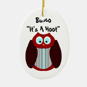 Bunco uggla - det är en dyft ", julgransprydnad keramik