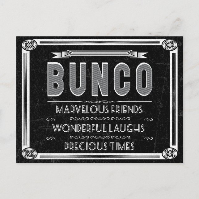 Bunco Vintage Typography Inbjudan (Framsida)